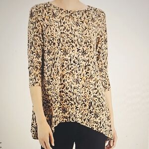 NWT JM Collection Petite Irina Impression 3/4 Sleeve Tunic PXL Coffee Cake